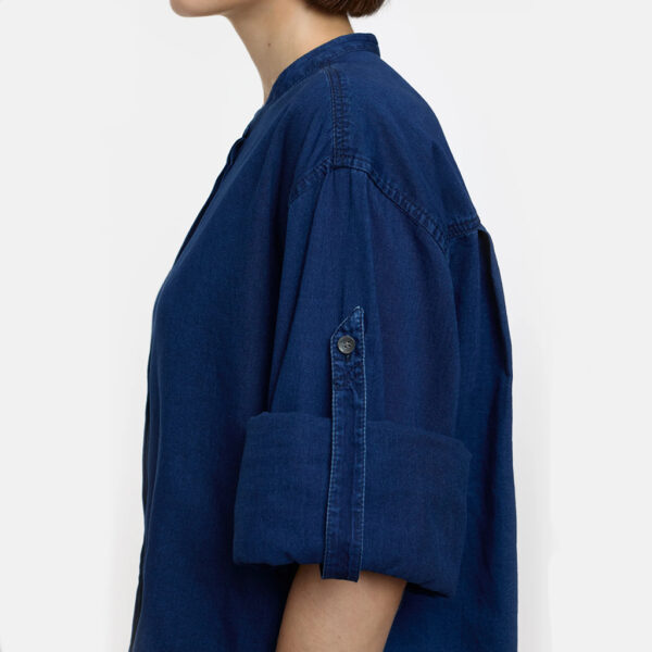 Wide sleeve shirt denim dark blue - CLOSED - Image 2