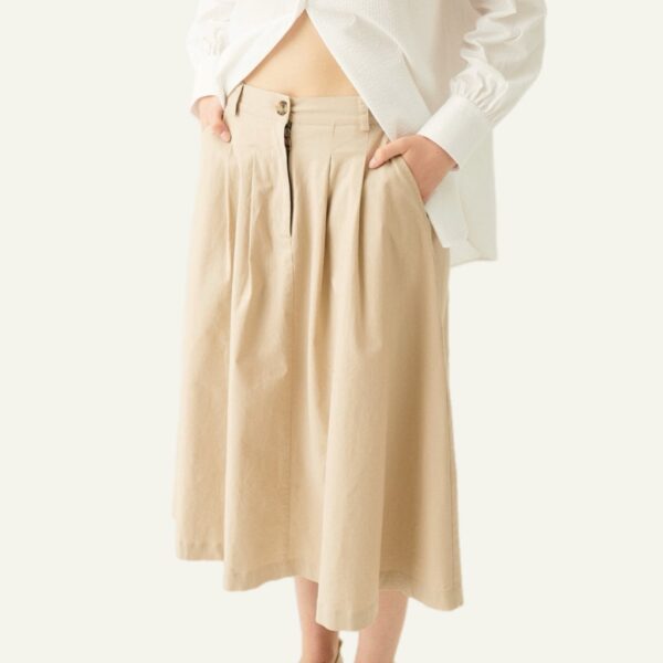 Pen Heavy Linen Skirt Sand - RUE DE TOKYO - Image 5