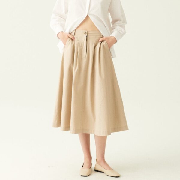 Pen Heavy Linen Skirt Sand - RUE DE TOKYO - Image 3