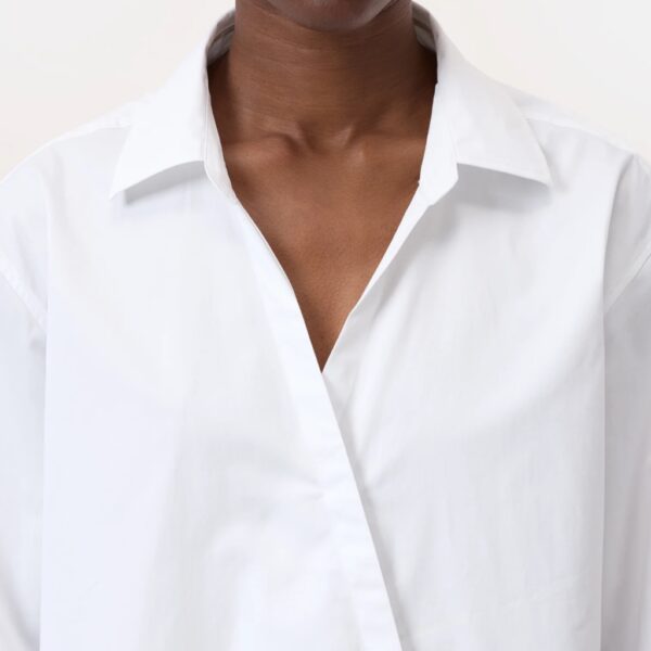 Asymmetric shirt poplin white - CLOSED - Image 4