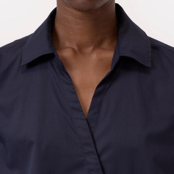 Asymmetric shirt poplin navy - CLOSED - Image 4