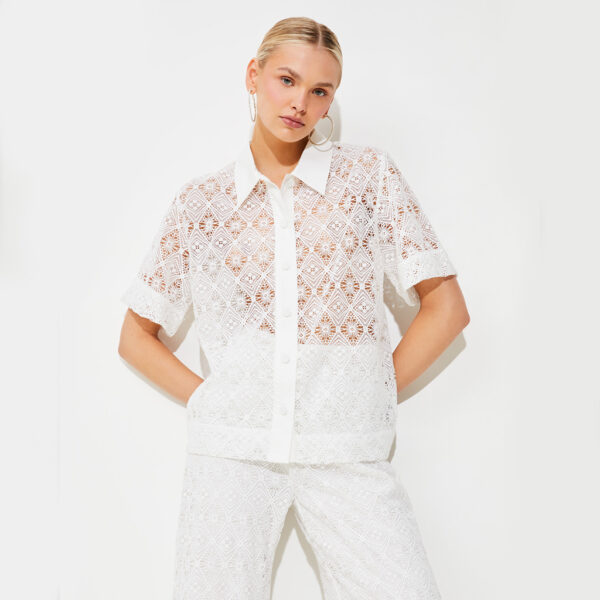 Shirt LALIE lace eggshell - SUNCOO