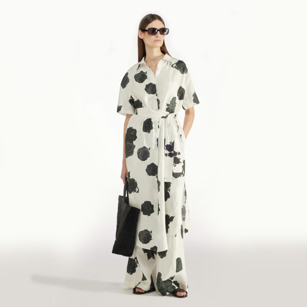 Rose print linen dress - LIVIANA CONTI