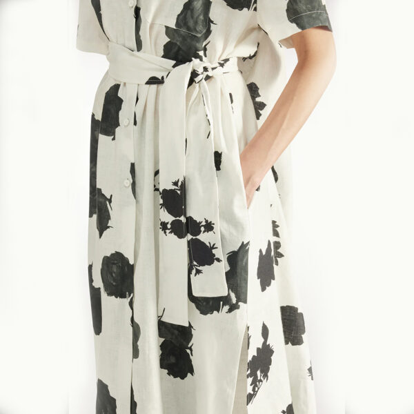 Rose print linen dress - LIVIANA CONTI - Image 2